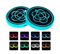 Ambient car coasters | Cup Holder Lights - glow in the darks car coasters, 2 Pieces LED Car Coasters USB Light Up Cup Holder, Car Atmosphere Light For Chinese New Year, Valentine's Day