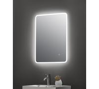 Nuie LQ603 Lynx | Modern Bathroom Wall Hung Ambient Lit LED Touch Sensor Mirror with Built In Demister Pad, 700mm x 500mm, White