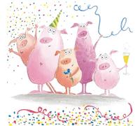 AMBIENTE 20 Napkins Birthday & Party Pigs as Table Decoration Paper Napkins with Motif Also for Decoupage and Decoupage 33 x 33 cm