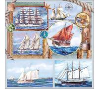Ambiente 20 Napkins Maritime with the Sailing Ship on the Road as Table Decoration Paper Napkins with Motif Also for Decoupage and Decoupage 33 x 33 cm