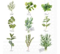 Ambiente 20 Pack 3-Ply Disposable Napkins, 33 x 33 cm, Paper, Food Herbs Motif