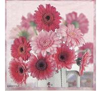 Ambiente 3-Ply Cocktail Napkins, Pink Gerbera Daisy Flower Design, 20 Count, Elegant Beverage Napkins for Parties, Weddings, Birthdays, and Shabby Chic Table Decor (25 x 25 cm)