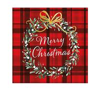 Ambiente 3 Ply Paper Napkins Christmas Plaid Red