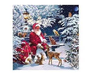 Ambiente 3 Ply Paper Napkins Santa on a Bench