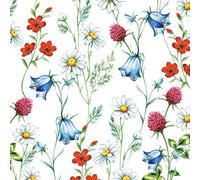 Ambiente 3-Ply Printed Paper Napkins - Mixed Wild Flowers White, Pack of 20 33 x 33cm