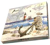 Anchorage 20-Pack 6.5x6.5 Blue Seahorse Printed Paper Cocktail Napkins - Beach Themed Party Supplies