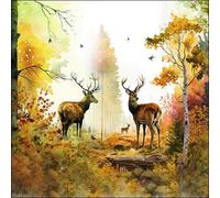 20 Napkins Autumn Deer in Autumn Environment Table Decoration Paper Napkins with Motif Also for Decoupage and Decoupage 33 x 33 cm