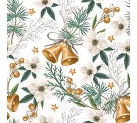 20 Napkins Winter White Christmas Rose and Bells as Table Decoration Paper Napkins with Motif Also for Decoupage and Decoupage 33 x 33 cm