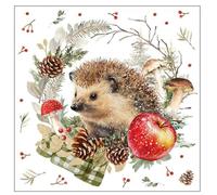 20 Napkins Autumn Hedgehog in Autumn Wreath as Table Decoration Paper Napkins with Motif Also for Decoupage and Decoupage 33 x 33 cm