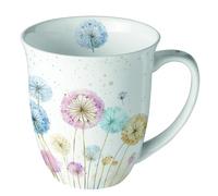 Ambiente Bone China Mug with Dandelions Design, Porcelain Mug for Tea or Coffee, 400 ml, 10 cm Diameter Dandelions