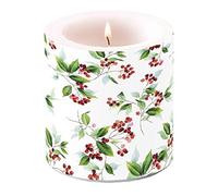 Ambiente Christmas Candle Holly & Winter Foliage 3" Pillar Candle 8cm Tall