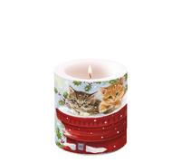 Ambiente Christmas Candle Postmaster Cats 3" Pillar Candle 8cm Tall
