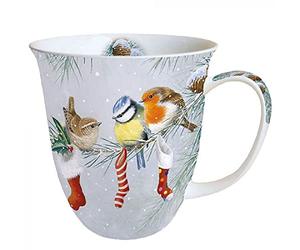 Ambiente Christmas Mug 0.4 L Christmas Socks Robin Blue Tit & Wren