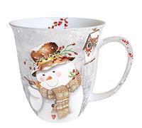 Ambiente Christmas Mug Snowman Holding Robin Mug 0.4L Fine Bone China