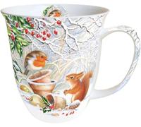 Ambiente Christmas Mug Squirrel and Robin Mug 0.4L Fine Bone China
