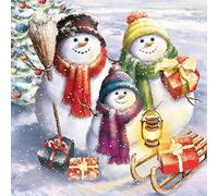 Ambiente Christmas Napkin 33 Centimetre Pack of 20 Snowman Family