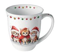 Ambiente Coffee Cup Tea Cup Mug 0.4 L Fine Bone China Porcelain Cats Funny Kittens Winter Christmas Advent Christmas Mug