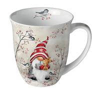 Ambiente Coffee Cup Tea Cup Mug 0.4 L Fine Bone China Porcelain Gnome Animals Winter Christmas Advent Series Dwarf Hug