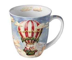 Ambiente Coffee Cup Tea Mug 0.4 L Fine Bone China Porcelain Santa Claus Balloon Ride Advent Christmas Mug Santa Claus