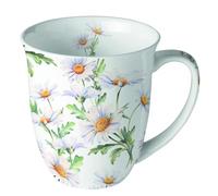 Ambiente Daisies Coffee Cup Tea Mug 0.4 L Fine Bone China Porcelain Flower Handle Mug White