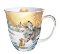 Ambiente Fine Bone China Christmas Mug Donkey and Kitten Mug 0.4 Litre