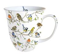 Ambiente Fine China Bird Meeting Mug, 0.4 Liters, White, Dishwasher & Microwave Safe