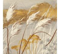 Ambiente Luxury Cocktail Paper Napkins - Waving Grass & Wildflowers Pattern, 3-Ply Autumn Meadow Design for Decoupage, Crafting & Drinks, Pack of 20 (25 x 25 cm)