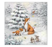 Ambiente Napkin Forest Animals in Winter Forest, 33 x 33 cm, 3-Ply, Pack of 20, Christmas Napkin, Table Decoration, Winter Landscape