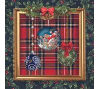 Ambiente Pack of 20 Christmas Baubles in Tartan Frame Paper Napkins Table Decorations Xmas Festive Traditional 33cm x 33cm 3 Ply