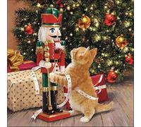 Ambiente Pack of 20 Christmas Cat and Nutcracker Paper Napkins Table Decorations Xmas Festive Traditional 33cm x 33cm 3 Ply