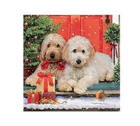 Ambiente Pack of 20 Christmas Cute Dogs at The Door Paper Napkins Table Decorations Xmas Festive Traditional 33cm x 33cm 3 Ply