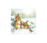 Ambiente Pack of 20 Christmas Friends in The Snow Paper Napkins Table Decorations Xmas Festive 33cm x 33cm 3 Ply