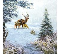 Ambiente Paper Napkins Lunch/Party/ca. 33x33cm Deer Family -Christmas - Ideal As A Gift And Decoration
