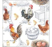 Ambiente Paper Napkins, Pack of 20, 3-ply Lunch Size Chicken Farm