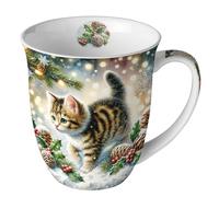 Ambiente Porcelain Mug 0.4 L Jumbo Mug with Handle Coffee Cup Tea Cup Cats Winter Snow Advent Christmas Mug