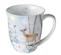 Ambiente Porcelain Mug Winter Animals, Snow, Bird Ice Collection - Tea / Coffee Cup - Ideal as a Gift
