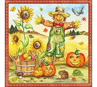 Ambiente Serviettes Lunch/Party 33 x 33 cm Scarecrow - Scarecrow Halloween, KURBIS - Autumn - Ideal as a Gift