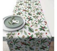 Ambiente Winter Greenery Table Runner 40 x 150 cm Ilex Branches and Berries 100% Cotton