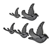 Ambipolar 5 Pack Bird Fly Style Coat Hooks Vintage Black Hooks for Coats, Hats and More, Sturdy Cast Iron Construction, Rustic Farmhouse Theme, Easy Installation, Versatile