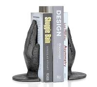 Ambipolar Hands Style Decorative Bookends - Antique Black Cast Iron Decorative Accent for Home Decor, Bookshelf, Living Room Decor, Decorative Bookends for Heavy Books