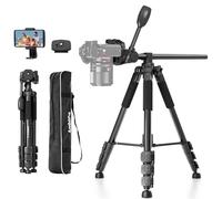 AMBITFUL 62" Camera-Tripod,Black Porfessional Aluminum Tripod Stand,Removable Horizontal Photography Shooting for Video Camera/DSLR/Cell Phone/Camcorder/Spotting Scopes,Tall Video Recording Tripod