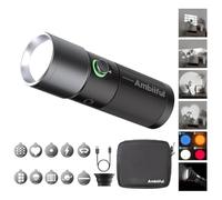 AMBITFUL Handheld LED Photography Flashlight,4 Colors Portable Photography Spotlight with 20 Gobos,8400mAh Aluminum Alloy Rechargeable Fill Light, Video,Content Creation