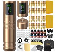 Ambition C1 Tattoo Kit, Cordless Complete Tattoo Gun Kit Pen Machine for Beginners, 7 Adjustable Strokes with Dual 1,900 mAh Battery for Artists