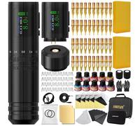 Ambition C1 Tattoo Kit, Cordless Complete Tattoo Gun Kit Pen Machine for Beginners, 7 Adjustable Strokes with Dual 1,900 mAh Battery 40pcs Glory Cartridge Needles Set for Artists