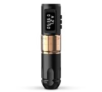 Ambition MARS-U Wireless Tattoo Machine with Adjustable Stroke - Rotary Cartridge Tattoo Machine Pen with 1800mAh Power Coreless Motor Digital LED Display for Professional Tattoo Artist Gold