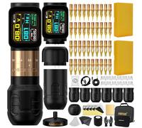 Ambition Seher Pro Tattoo Gun Kit, Complete Wireless Tattoo Machine Pen Kit,6 Adjustable Strokes Rotary Supply with Dual 2400 mAh Battery 40pcs Glory Cartridge Needles Set for Professional Artists