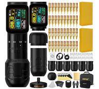 Ambition Seher Pro Tattoo Gun Kit, Complete Wireless Tattoo Machine Pen Kit,6 Adjustable Strokes Rotary Supply with Dual 2400 mAh Battery 40pcs Glory Cartridge Needles Set for Professional Artists