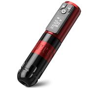 Ambition Soldier Rotary Battery Pen Tattoo Cartridge Machine with 2400mAh Wireless Power Coreless Motor Digital LED Display Tattoo Equipment Supply for Tattoo Artists (Polish Red)