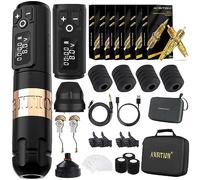 Ambition Soldier Tattoo Kit - Wireless Tattoo Machine Kit Complete Rotary Tattoo Machine with Extra 2400mah Power 120pcs Glory Mixed Size Cartridge Needles for Professional Tattoo Artists