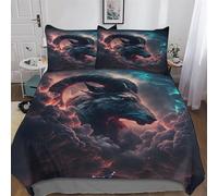 Ambitious Capricorn Duvet Cover Set, Bedding Linen Set, Ultra Soft Comforter Cover with Zipper Closure 3 Pieces, Quilt Cover with Pillowcase for Kids, Youth And Adult Double (200x200cm)